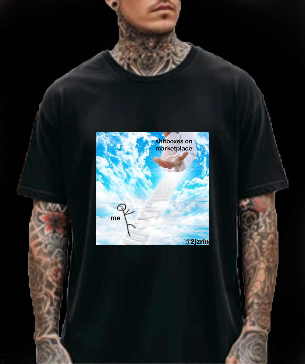 stairway to marketplace graphic fire meme tee